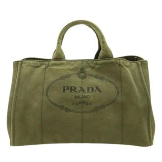Prada Pre-owned Tote Bags, female, Green, Size: ONE SIZE Pre-owned Vintage Canapa Tote