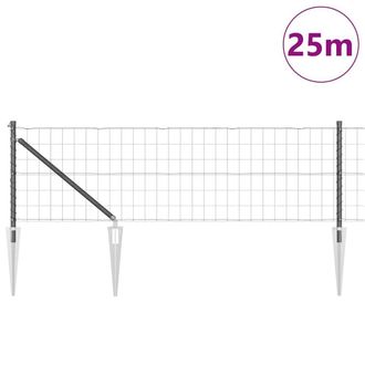 Berkfield Home Modern Euro Fence with 13 Spike Posts 0.6x25 m Galvanised Steel Grey in Dark Grey