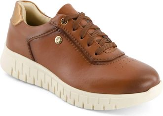 Andrea Womens Soft Leather Sneakers In Brown
