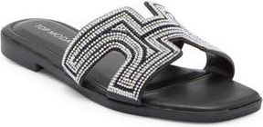 Top Moda Louise Embellished Slide Sandal in Black at Nordstrom Rack, Size 6.5