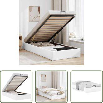 vidaXL Struttura letto - Struttura Letto Pouf senza Materasso Bianco 90x200cm Similpelle