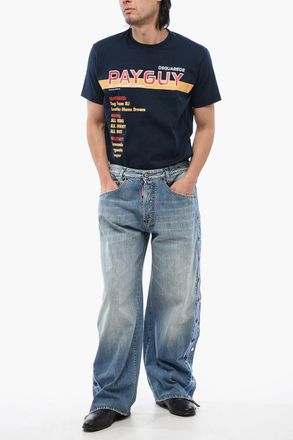 Dsquared2 Jeans Straight Fit BIG Con Bande Logate E Bottoni Laterali 27 cm Dsquared2