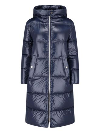Herno Blue Hooded Padded Fabric Down Jacket