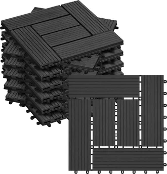 Woltu 11x Suelo De Wpc Baldosas De Madera Exterior Para Porche Patios Jardin 30 X 30 Cm 1m&sup2; Suelo De Exterior Compuesta Azulejos Baldosas De Wpc Para Terraz