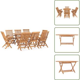 vidaXL The Living Store Set da Pranzo da Giardino 9 pz Pieghevole in Massello di Teak - Tavolo da pranzo in teak