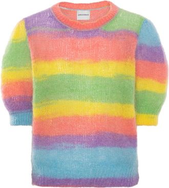 Americandreams Kenza Gebreide Pullover met Korte Mouwen - Dames - Ronde hals truien - Veelkleurig - L - Wol - Truien & Vesten