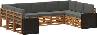 vidaXL Conjunto De Sof&aacute;s De Exterior 9 Uds. Natural Y Antracita Vidaxl