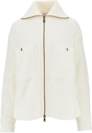 Moncler Boucl&eacute; knit full-zip cardigan Woman 40