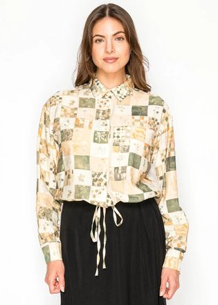 YAL New York Patchwork Long Sleeve Blouse