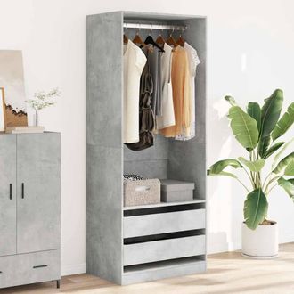 Berkfield Home Wardrobe Concrete Grey 80x50x200 cm Engineered Wood | Size: 80 x 50 x 200 cm