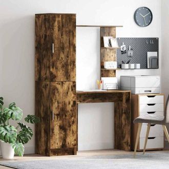 vidaXL Scrivania con Spazio di Archiviazione 2 pcs Rovere fum&eacute; - Vidaxl