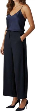 Talbot Runhof Wide Leg Tuxedo Stripe Formal Tweed Pant In Blue
