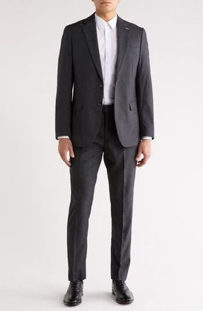 Scotch & Soda Classic Fit Windowpane Suit in Charcoal at Nordstrom Rack, Size 38 - R
