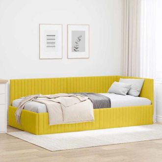 vidaXL vidaXL Cornice del letto ad angolo Giallo 100 x 200 cm Velluto