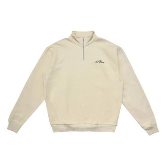 Les Deux Zip-throughs, male, Beige, XL, Ivory Half-Zip Crew Sweatshirt