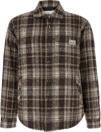 Dunst Flannel Check Shirt - Heren - Casual Overhemden - Bruin - M - Wol - Overhemden