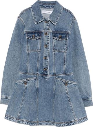 Self Portrait Jurk met zak met knopen - Blauw