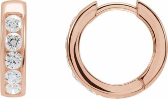 Diamond2Deal 5/8ct Lab-Grown Diamond 14 mm Hinged Hoop Earrings Clarity SI, Color G-H, 14k Rose Gold