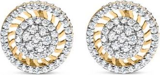 House of Brilliance 10K Yellow Gold 1.00 Ct Diamond Halo Radiant Sunburst Stud Earrings at Nordstrom