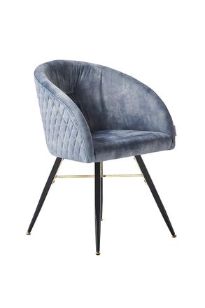 Life Interiors Single Vittorio Velvet Dining Chair with Black Metal Legs, Quilted Design Modern Accent Chair in Grey
