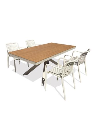DCB Garden Conjunto de comedor de jard&iacute;n de aluminio para 4 personas - gris topo