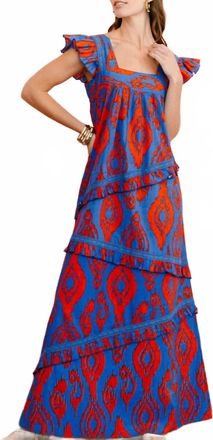 Sunshine Tienda Zicatela Ikat Olla Dress In Red/blue