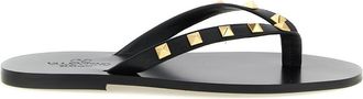 Valentino Garavani Black Studded Open Toe Slippers