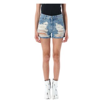 Maison Margiela Blue Ripped Denim Bermuda Shorts