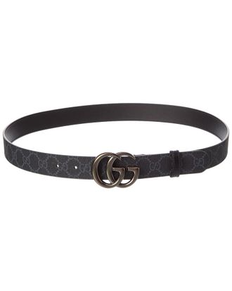 Gucci Gg Marmont Thin Gg Supreme Canvas & Leather Belt