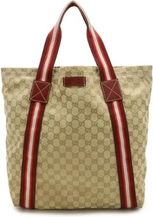Gucci Pre-owned Tote Bags, female, Beige, Size: ONE SIZE Pre-owned Canvas totes