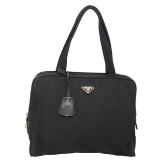 Prada Vintage Handbag Tessuto Black Nylon Handbag (Pre-Owned)