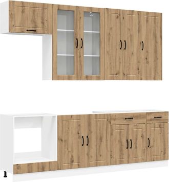 vidaXL Unidad De Cocina Lucca 8 Uds. Roble Artisan Vidaxl