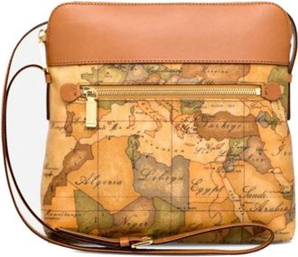 Alviero Martini 1A Classe Kaartprint Schoudertas Beige - Dames - Schoudertassen - Beige - ONE Size - Leer - Tassen