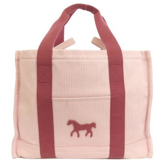 Herm&egrave;s Pink Canvas Tote Bag (Pre-Owned)