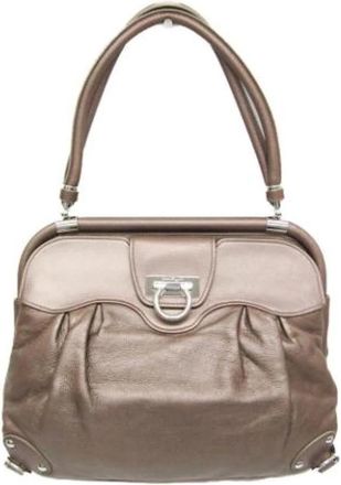 Ferragamo Tweedehands leren schoudertassen - Dames - Vintage Handtas - Beige - ONE Size - Leer - Vintage