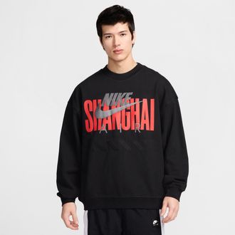 Nike Mens Air Shanghai Fleece Crew in Black | HJ0305-010