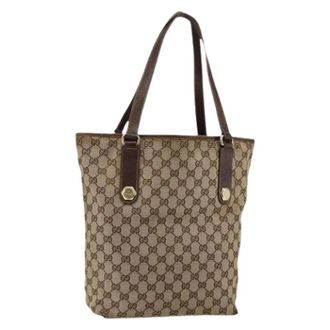 Gucci Pre-owned Tote Bags, female, Beige, Size: ONE SIZE Pre-owned Canvas gucci-bags