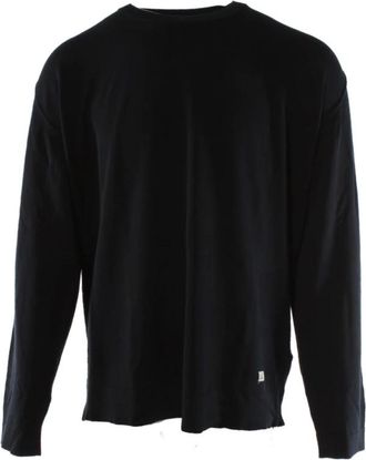 C.P. Company Blauwe Katoenen Crepe Trui - Heren - Longsleeves - Blauw - 2XL - Katoen - Tops