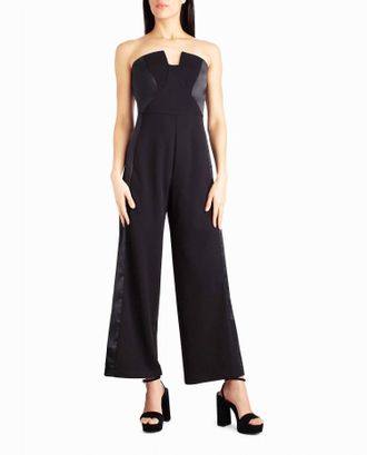 Nicole Miller Jasmine Crepe Tuxedo Jumpsuit In Very Black
