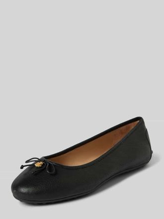 Lauren Ralph Lauren Lederballerinas mit Label-Applikation Modell JAYNA in Black, Gr&ouml;&szlig;e 38