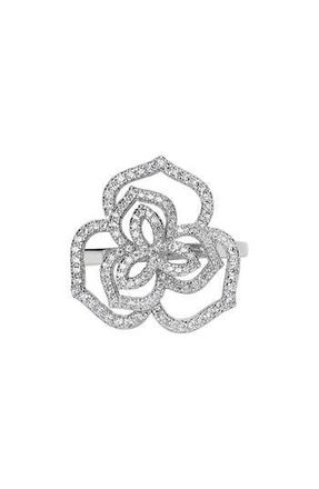 Suzy Levian Sterling Silver Pav&eacute; CZ Flower Ring in White at Nordstrom Rack, Size 5.5