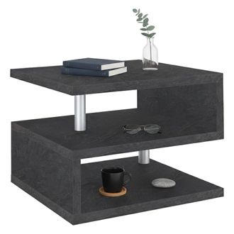 Dmora Mesa De Centro Gianni, Mesita De Sal&oacute;n, Mueble Bajo De Almacenaje, Mesa De Centro, 55x55h41 Cm, Pizarra, Con Embalaje Reforzado - Dmora