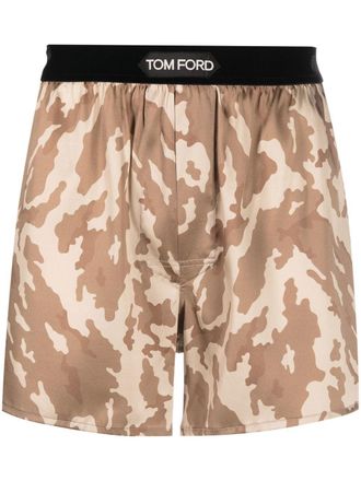 Tom Ford Slip met camouflageprint - Bruin