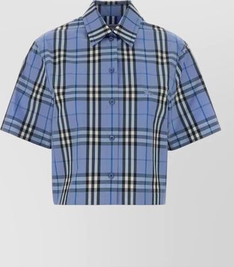 Burberry cotton shirt short sleeves checked collar