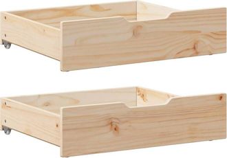 vidaXL Cajones debajo de cama con ruedas 2 uds madera maciza de pino Vidaxl