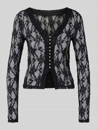 Only Slim Fit Langarmshirt in semitransparenter Optik Modell ALBA in Black, Gr&ouml;&szlig;e M