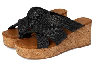 Blowfish Abi Womens Wedge Shoes Black Faux Raffia : 6.5 M