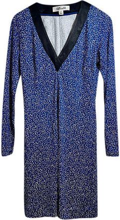 Diane Von Fürstenberg blue & white printed jersey dress Size S