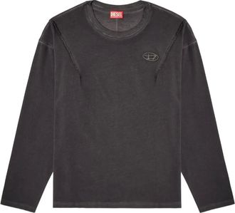 Diesel x Thug Club T-shirt met franje en logoplakkaat - Zwart