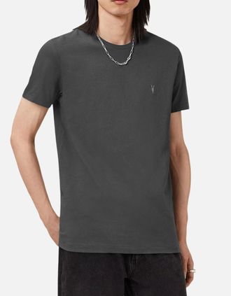 AllSaints Allsaints Mens All Saints Mens T Shirts Crew Neck Slim Short Sleeve Casual Summer Cotton Tee - Grey - Size: 44